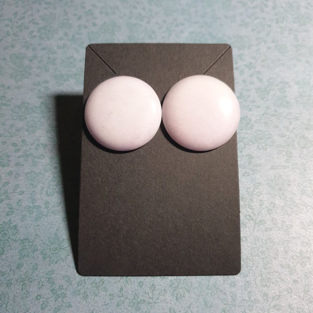 Round Pale Blue Pink Purple Stud Stone Earrings Retro Dyed Natural Costume